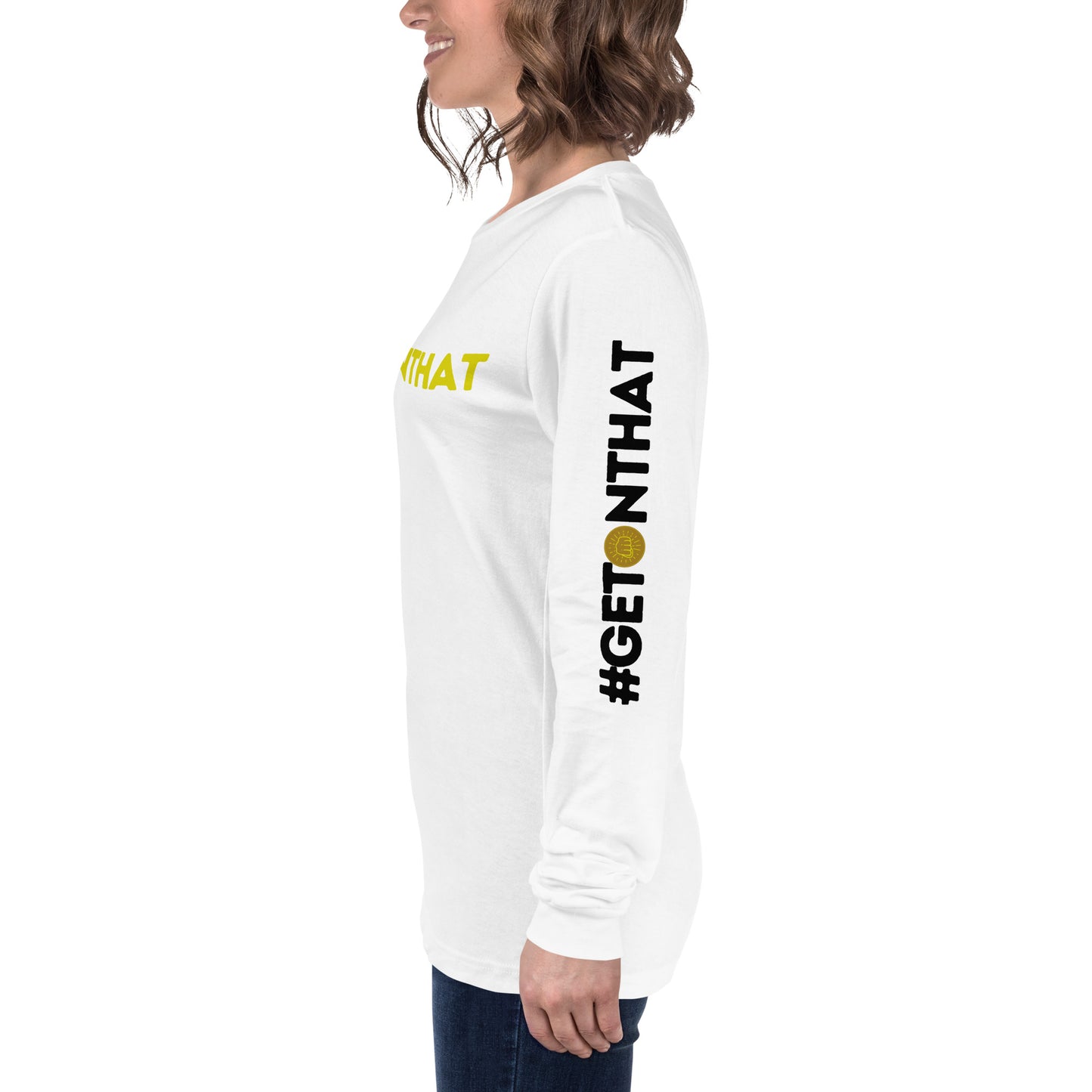 Getting the Win #GetOnThat Unisex Long Sleeve Tee - White