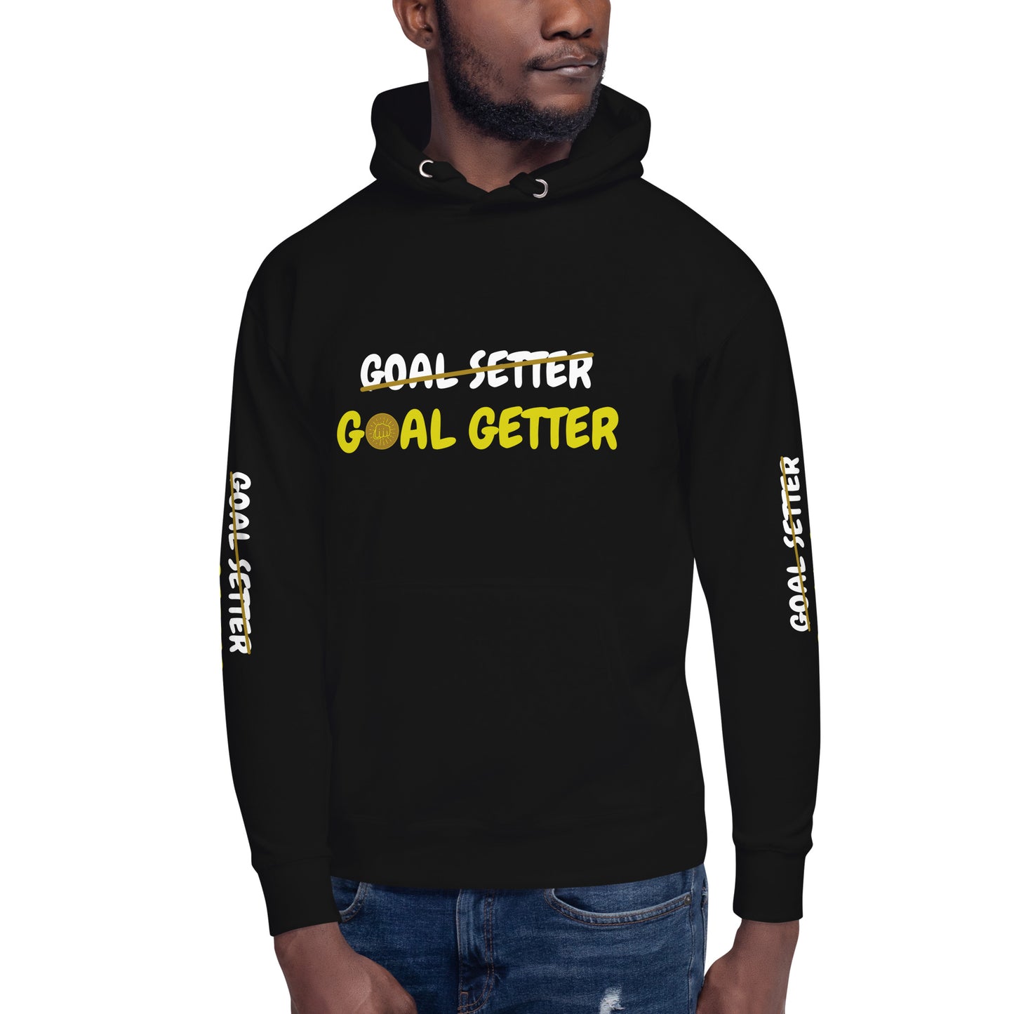 Getting The Win Goal Getter Strikethrough Sleeve Print Unisex Hoodie