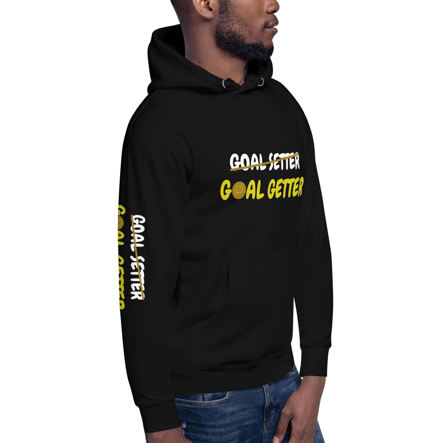 Getting The Win Goal Getter Strikethrough Sleeve Print Unisex Hoodie